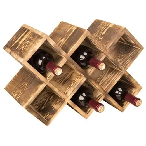 MyGift Countertop Burnt Wood 8-Bottle Wine Rack MyGift Countertop Burnt Wood 8-Bottle Wine Rack