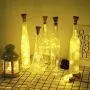 Dekoman Hochwertige 10er Pack Solar Weiniglas-Beleuchtung, 20 LEDs, Wasserdicht, Silberdraht, Korkleuchten – für Party, Hochzeit, Weihnachten, Feiertage, Outdoor, Garten, Terrasse, Wegbeleuchtung