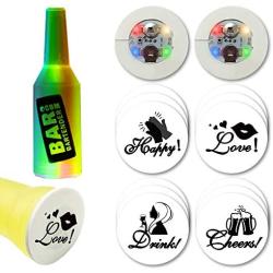 Xfunjoy LED Coaster, LED Sticker Lights, LED Bottle Lights Cup Holder Lights for Wine Liquor Bottle, Bottle Sparklers for Champagne, Party, Bar 12Pcs ,Colourful,Pattern Design