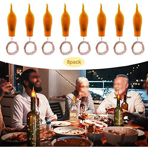 Wine Bottle Cork Lights,8 Pack Battery Operated LED Candle Flameless Tealight Cork Fairy Mini String Flame Cork Light for DIY, Party, Decor, Christmas, Halloween, Wedding (Warm Bottle Lights) (8 pack)