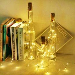 LoveNite Wine Bottle Lights with Cork, 8 Pack Battery Operated 15 LED Cork Shape Silver Wire Colorful Fairy Mini String Lights for DIY, Party, Decor, Christmas, Halloween,Wedding (Warm White)