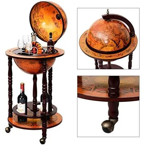 Vintage Globe Weinstand Flaschenhalter Deko, Hellbraun