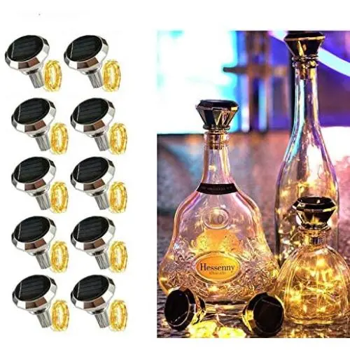 YITING Solar Diamond Shaped Wine Bottle Cork Lights 10 Pack Solar String Fairy Lights Outdoor Waterproof for Wedding Holiday Garden Patio Pathway Bar Concert Indoor Outdoor Decorative (Warm White) YITING Solar Diamond Shaped Wine Bottle Cork Lights 10 Pack Solar String Fairy Lights Outdoor Waterproof for Wedding Holiday Garden Patio Pathway Bar Concert Indoor Outdoor Decorative (Warm White)
