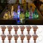Verbesserte 12er Solar Weinvorrats-Lichter, 20 LEDs Wasserdichte Kupferlichter, Flaschenvorrats-Fairy-Weihnachtslichtketten für Outdoor/Hochzeit Dekoration (Mehrfarbig)