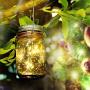 Solar Mason Jar Lights - 3er Set 30 LED Sternen-Fairy Leuchte Solar Garten Hängleuchten Wasserdicht für Innen/Außen Dekorative Leuchten für Hof Hochzeit Party Weihnachten (Warmweiß)