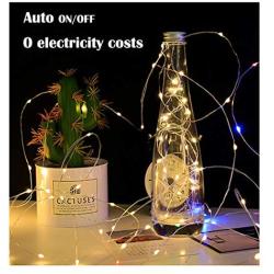 12 Pack 20 LED Wine Bottle Lights with Cork, Solar Powered Cork Shape Silver Copper Wire 20 LED Fairy String Lights for DIY, Bar, Party, Decor, Christmas, Halloween, Wedding(Solar powered, Multicolor)