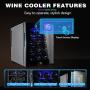 12 Bottle Wine Cooler Refrigerator,Wine Fridge Freestanding with Lock & Digital Temperature Control Fridge Glass Door,Mini Wine Cabinet for Red, White, Champagne or Sparkling