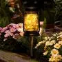 2er Pack Yeuago Glasgläser Solar Garten Laternen mit 30 LED Lichterkette, Retro Design für Terrasse, Garten, Wegdekoration (Warmes Licht)