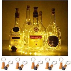 Decorman 10 Pack Solar Powered Wine Bottle Lights, 10 LED Waterproof Copper Cork Shaped Lights for Wedding/Christmas/Outdoor/Holiday/Garden/Patio/Yard/Pathway Decor (Warm White)