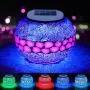 Farbst wechselnder Mosaik-Solarglas-Gartenlichtdekoration, wiederaufladbare Mehrfarben-Solar-Tischlampe, wasserdichtes LED-Nachtlicht für Garten, Party, Schlafzimmer, Patio, Indoor/Outdoor Dekoration, Ideal Geschenke