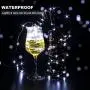 12 Stück Feenlichte, Kühlweiß, 3,3FT Silberdraht, 20 LED Lichterkette, Akkubetrieben, Sterne-Lichterkette, Akkubetriebene Glühwürmchen-Lichter für Kostüme, DIY, Hochzeit, Party, Weihnachten
