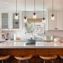 Mason jar Pendant 5 Lights，Kitchen Island Lighting Mason jar Light Fixtures ,Wellmet Farmhouse Chandelier Can be Installed in The Kitchen, Bar Counter（Black）