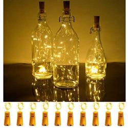 SODELIC Cork Lights for Wine Bottles 10 Pack 6.5ft 20 LEDs Waterproof Battery Operated Silver Wire String Lights for Liquor Bottles Crafts Party Halloween Christmas Bar Decoration, Warm White …