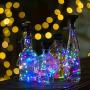 Verbesserte 12er Solar Weinvorrats-Lichter, 20 LEDs Wasserdichte Kupferlichter, Flaschenvorrats-Fairy-Weihnachtslichtketten für Outdoor/Hochzeit Dekoration (Mehrfarbig)
