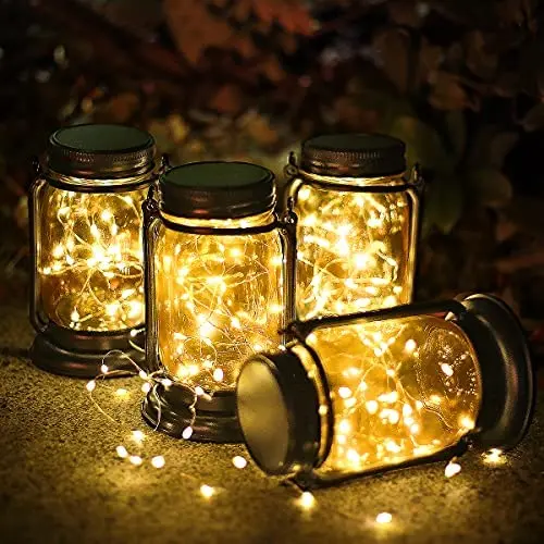 4 Pack Solar Lantern Outdoor Waterproof, Hanging Mason Jar Garden Retro Solar Lights with 30 Led Lights Decorative Lantern for Backyard Lawn and Pathway (Warm Light ) 4 Pack Solar Lantern Outdoor Waterproof, Hanging Mason Jar Garden Retro Solar Lights with 30 Led Lights Decorative Lantern for Backyard Lawn and Pathway (Warm Light )