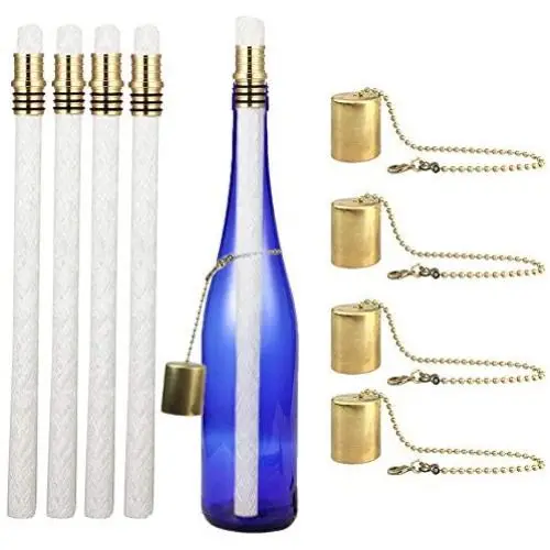 EricX Light Wine Bottle Torch Kit 4 Pack, Includes 4 Long Life Torch Wicks ,Brass Torch Wick Holders And Brass Caps - Just Add Bottle for an Outdoor Wine Bottle Torch EricX Light Wine Bottle Torch Kit 4 Pack, Includes 4 Long Life Torch Wicks ,Brass Torch Wick Holders And Brass Caps - Just Add Bottle for an Outdoor Wine Bottle Torch