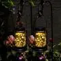 4er Pack Yeuago Solar Laternen Outdoor Garten Dekoration Hänge Mason Jar Solarleuchten mit 30 LEDs Retro Design Wasserdicht für Draußen (Warme Beleuchtung)