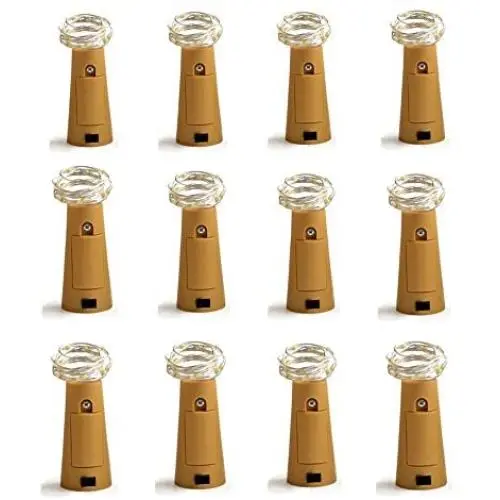 Dreamworth Set von 12 Weinvorrats-Korken-Lichter – 39 Zoll/1m 20 LED Silberdraht-Lichterkette, Sterne LED Lichter für Flaschen DIY, Party, Dekoration, Weihnachten, Halloween, Hochzeit oder Mood Lights (Warmer Weißton)