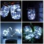 Raincol Solar Mason Jar Lid Lights 8 Pack 30 Led Solar String Light Waterproof Fairy Hanging Lighting Solar Lids Jar Lights with 8 Hangers (No Jars) for Garden Patio Table Wedding Decor,Cold White