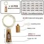 10er Pack Weinvorratsleuchten mit 20 LEDs, Korken, 3,3 m Silberdraht, batteriebetrieben, Mini-Farbstreifenleuchten für Spirituosenflaschen, Basteln, Party, Hochzeit, Halloween, Weihnachten, Warmweiß