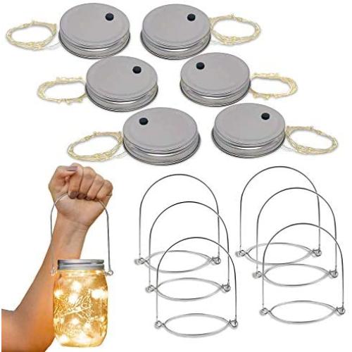 Metallschraubdeckel für Mason-Jars mit Fairy Lights (Weiß, 6 Stück)