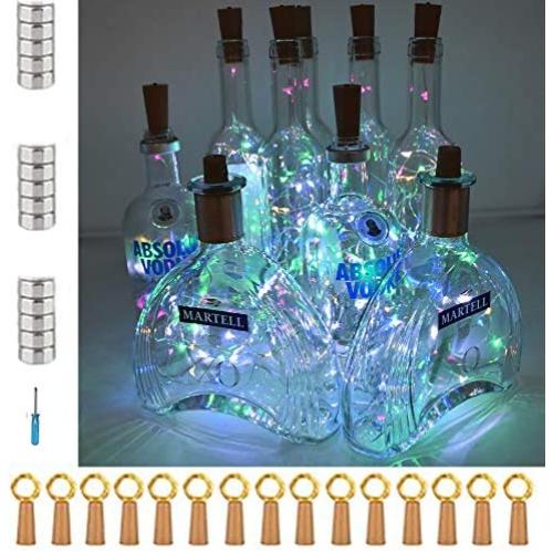 15er Pack 6,5 Fuß 20 LED Weinvorrats Korkleuchten Kupferdraht Mini Feen-Lichter, Batteriebetriebene Sterneleuchte für DIY Party Hochzeit Schlafzimmer Weihnachten Bar Glaslampen Dekoration (Multicolor)