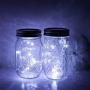 6 Pack Mason Jar Lights, 10 LED Solar Cold White Fairy String Lights Lids Insert for Garden Deck Patio Party Wedding Christmas Decorative Lighting Fit for Regular Mouth Jars …