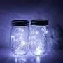 6er Pack Mason Jar Laternen, 10 LED Solar Kaltweiß Feenlaternen Deckel für Einsetzfenster für Garten, Terrasse, Party, Hochzeit, Weihnachten – Dekorative Beleuchtung für Regular Mouth Gläser