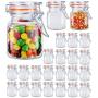 Glass Jars With Airtight Lids Kitchen Storage Canister Jars 4 oz - 24 Pcs Small Mason Jars With Hinged Lids & Leak Proof Rubber Gasket, Canning Square Spices Jars for Baby Food, Jelly, DIY Projects