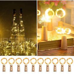 10 Pack Wine Bottle Lights with Cork, 6.6 FT 20 LED Copper Wire Fairy Lights Battery Operated Mini String Lights for Party Wedding Christmas Festival Bar Decoration, Warm White