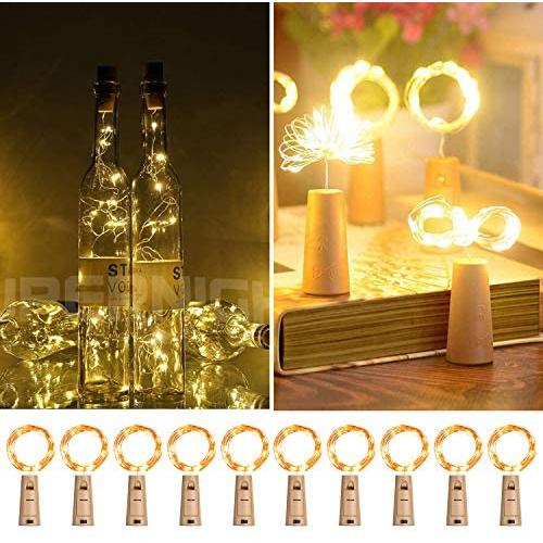 10 Pack Wine Bottle Lights with Cork, 6.6 FT 20 LED Copper Wire Fairy Lights Battery Operated Mini String Lights for Party Wedding Christmas Festival Bar Decoration, Warm White