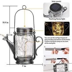 ZYLiWoo-Solar Mason jar Light Lantern， Retro Kettle Shape Lantern 2 Pack, 45 LED Fairy String Mason jar Lantern, Used for Outdoor Terrace Garden Patio Decoration