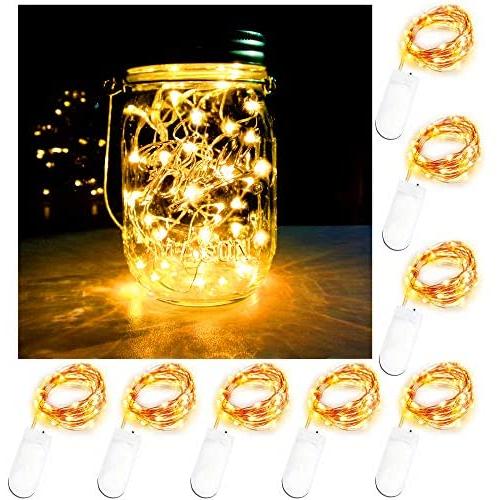 Battery Powered Mason Jar Lantern Lights,8 Pack Warm White 20 Led String Fairy Star Firefly Jar Lights,for Mason Jar Wine Bottle Home Patio Garden Wedding Christmas Moon Table Decorations Lights