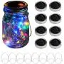 8er Set Solar Mason Jar Deckel Sternenlichter mit 8 Griffen, 10 LED Glöckchen-Laternen Set zur Aufhängung für Outdoor-Indoor-Patio-Hochzeitsdeko (Gläser nicht enthalten) (Farbig)