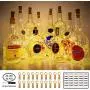 20 Pièces Lignes Lumineuses LED 6,6ft, 20 LED pour Bouteilles de Vin, Luminaires pour Bouchons de Vin avec 30 Mini Guirlandes Lumineuses Fonctionnant sur Pile pour Décoration de Bouteilles de Vin, Artisanat, Fête, Bar, Noël, Festival.