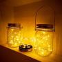 Aikeve Mason Jar Solar Lights,8 Pack 30 Led Fairy Hanging Jar Lights,Solar Lanterns for Outdoor Patio Party Garden Wedding Christmas Decor Lights(Mason Jars/Handles Included)