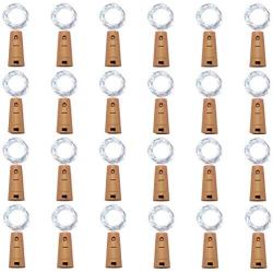 24 Pack 20 LED Wine Bottle Cork Lights, Fairy Mini String Lights Copper Wire, Battery Operated Starry Lights for DIY, Christmas, Halloween, Wedding, Party, Indoor&Outdoor (Cool White)