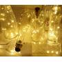 Weihnachtslichtketten, Kork-Form, 20 LED, Silberdraht, Warmweiß, Batterielicht für DIY, Party, Dekoration, Weihnachten, Halloween, Hochzeit (ohne Flaschen)