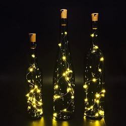 Set of 3 Wine Bottle Lights, ATTAV Warm White LED Cork Shaped Starry String Lights - 15LED 30inch/75cm Copper Wire Fairy Lights for Bottle DIY, Party, Christmas, Wedding, Dancing