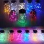 Sternenlicht Upgegrannte Solar Mason Jar Lichter, 8er Pack 10 LED Wasserdichte Fee/Glühwürmer Gläser String Lichter mit Hängern (Gläser nicht enthalten), Garten, Hof, Hochzeit, Ostern Dekoration – 8 Farben