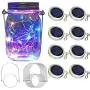 Solar Mason Jar Lid Lights 8er Pack, 30 LED Solar String Light Waterproof Fairy Hanging Lighting Solar Lids Jar Lights with 8 Hangers (Keine Gläser) für Garten, Terrasse, Tisch, Hochzeit Dekoration, Farbige