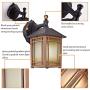 1-Light Outdoor Exterior Waterproof Wall Lantern on Diecast Aluminum with Art Glass,Dark Wood Grain Porch Lights, Exterior Wall Sconce Lighting, Anti-Rust Wall Lamp