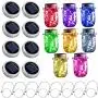 Sternenlicht Upgegrannte Solar Mason Jar Lichter, 8er Pack 10 LED Wasserdichte Fee/Glühwürmer Gläser String Lichter mit Hängern (Gläser nicht enthalten), Garten, Hof, Hochzeit, Ostern Dekoration – 8 Farben