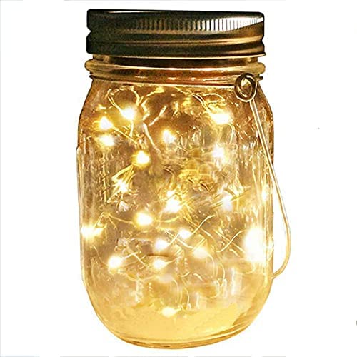 Ovker Solar Mason Jar Lid Lights 20 LED Light String Fairy Light,IP65 Waterproof Light for Garden Deck Patio Party Wedding Christmas Decorative Lighting (Warm White)