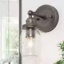 LALUZ Wandleuchte, Mini Glas-Flaschendeckel Badezimmer Waschtisch Licht, Verstellbarer Schirm, Schwarz-Silber Finish