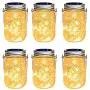 YKB Solar Glasgläser-Lampen, 6er Set Hängende Solarleuchten für Drinnen und Draußen, 30 LEDs Sterne-Lichter, LED-Laternen für Tisch und Garten, Dekoration für Garten, Hof, Rasen, Weihnachten (Haken und Gläser enthalten)