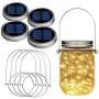 Warme Weiß LED Mason Jar Laternen, Outdoor Dekoration, Wasserdicht, 4er Set, Solarbetriebene Laternen für breite Öffnung Mason Jar, für Outdoor/Indoor Patio Garten Hochzeit Tisch Dekorationsbeleuchtung