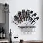 Wandregal für Wein Gläser – Bordeaux/Schloss Stil – Fassungsvermögen für 7 Flaschen – Elegantes Einrichtungsstück für Küche, Esszimmer, Bar oder Weinkeller (Schwarz)