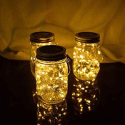 SODELIC Solar Mason Jar Lid Lights (Incl. Jar) 6 Pack 30 LEDs Hanging Outdoor String Fairy Decor Table Lantern Light for Christmas, Patio, Garden, Yard, Lawn, Wedding, Warm White