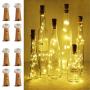 LoverNite Weinvorrats-Lichter mit Korken, 8er-Set, batteriebetrieben, 15 LED-Korken-Form Silberdraht, farbige Mini-Fadenscheinleuchten, DIY, Party, Dekoration, Weihnachten, Halloween, Hochzeit (Warmweiß)